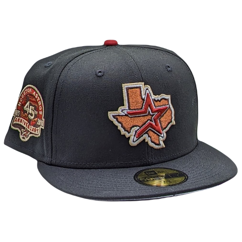 Brown Script Houston Astros Celebrating 45 Years New Era Fitted Hat 75/8