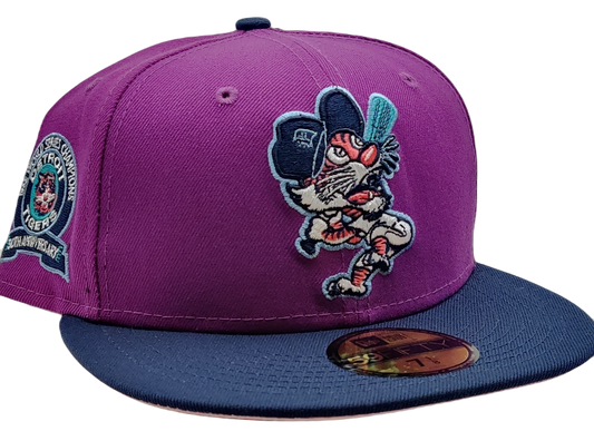 New Era 59Fifty Grape Purple Detroit Tigers Navy Visor with Pink UV Hat