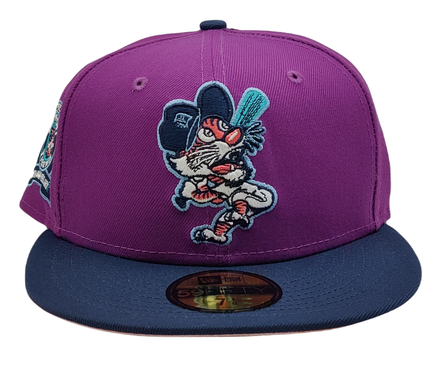New Era 59Fifty Grape Purple Detroit Tigers Navy Visor with Pink UV Hat