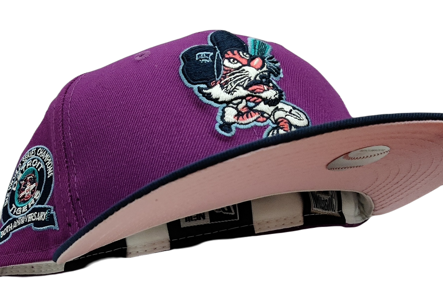 New Era 59Fifty Grape Purple Detroit Tigers Navy Visor with Pink UV Hat