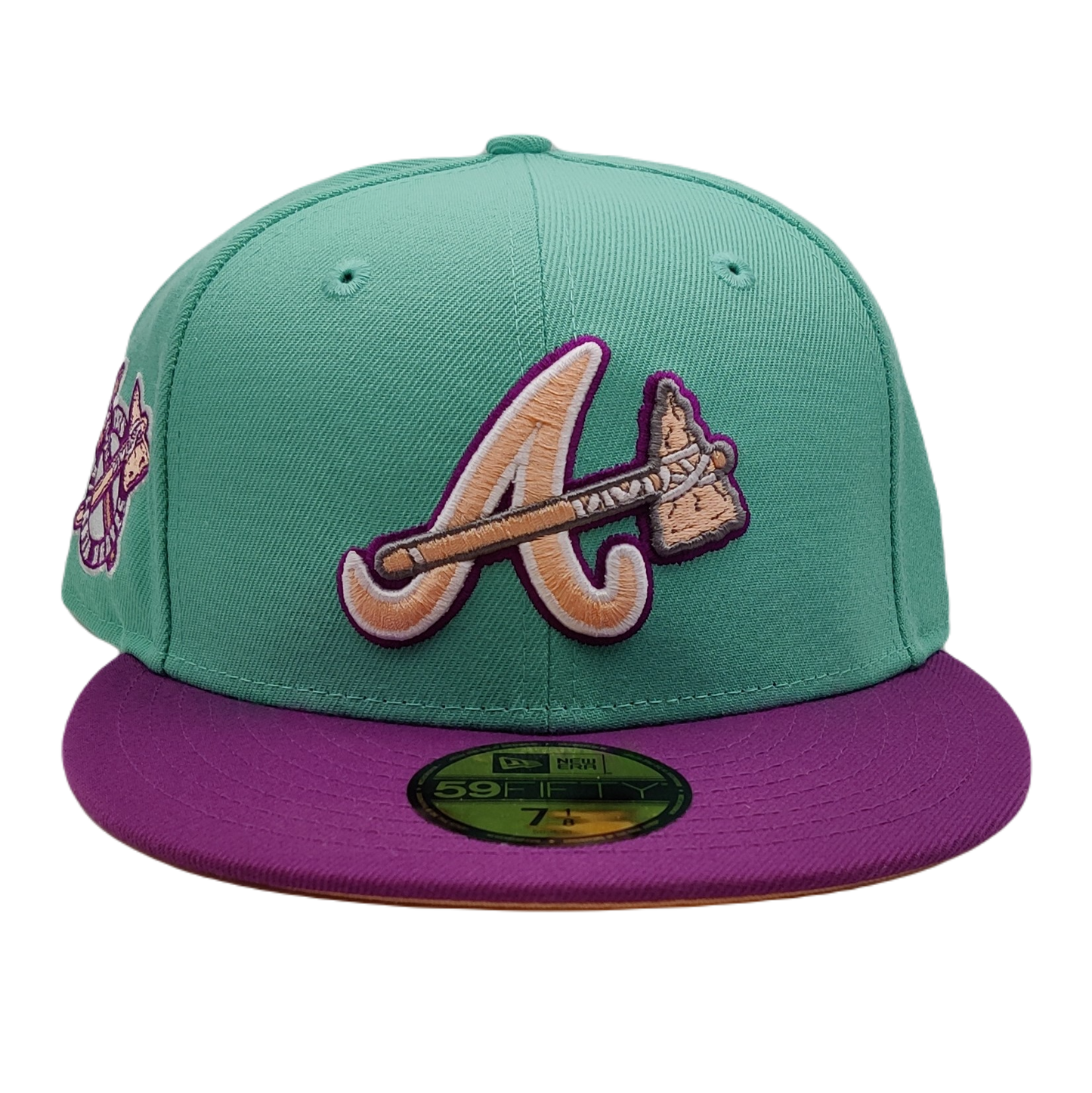 New Era 59Fifty Atlanta Braves Teal/Purple 2-Tone w/ Peach UV Fitted Hat