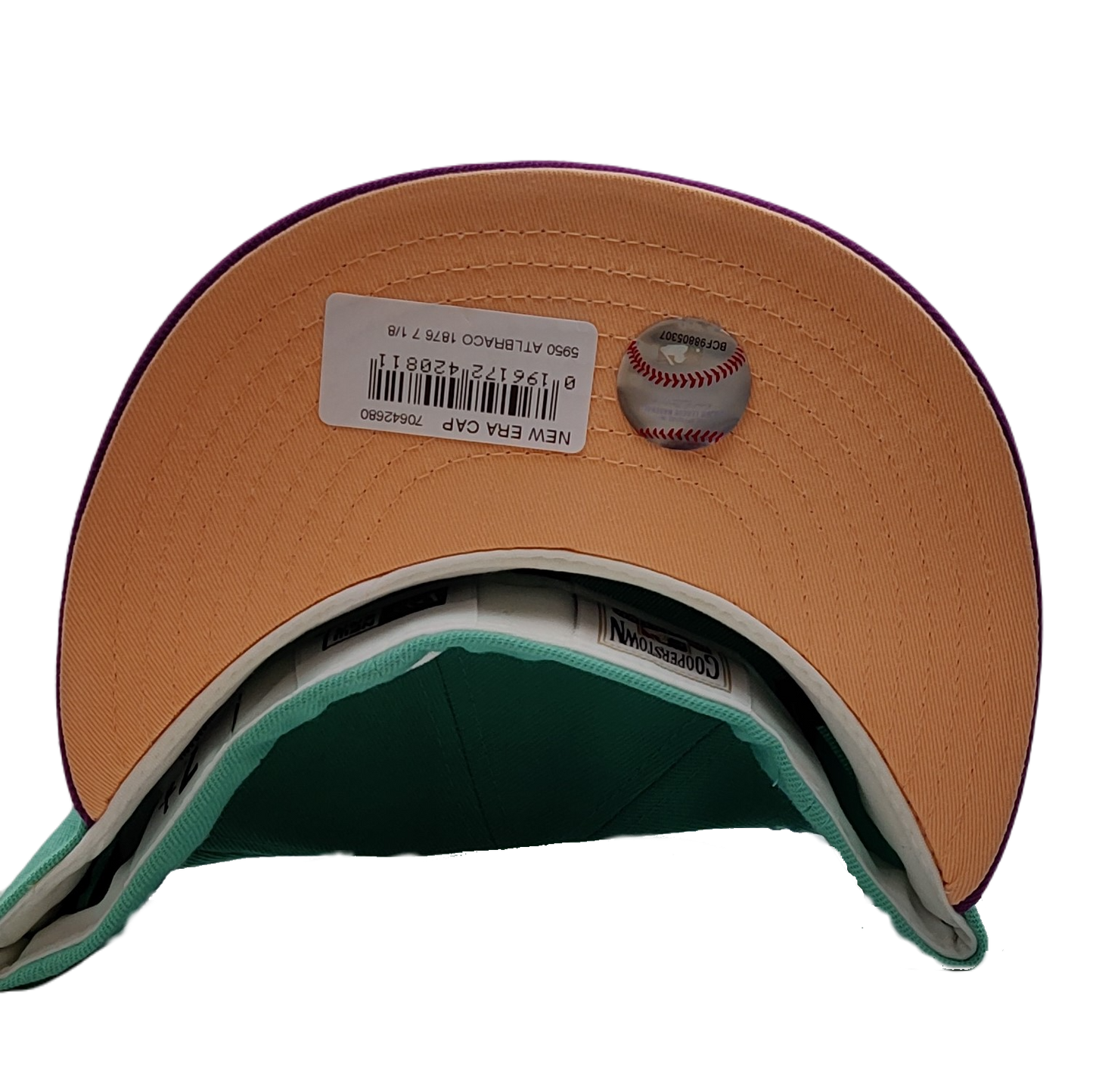 New Era 59Fifty Atlanta Braves Teal/Purple 2-Tone w/ Peach UV Fitted Hat