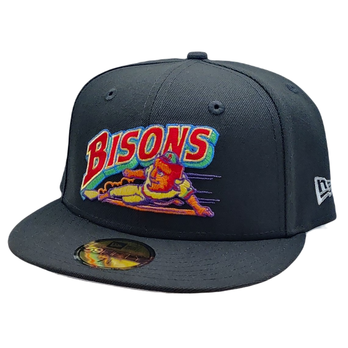 New Era 59FIFTY Buffalo Bisons Pitch Black Fitted Hat 7 1/4