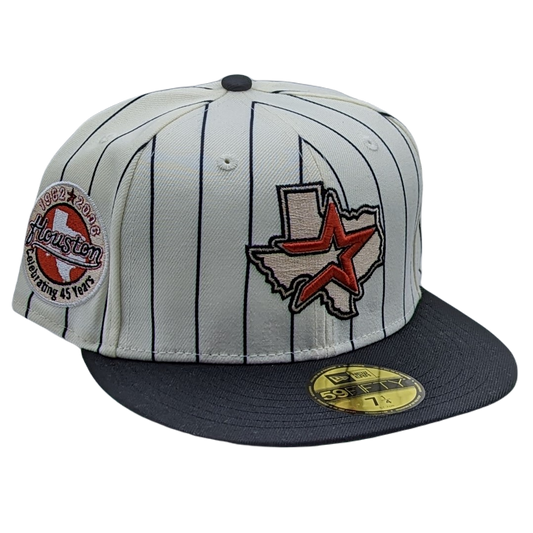 New Era 59Fifty Houston Astros 45th Anniversary Patch Pinstripe Heroes Fitted Hat