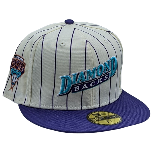 New Era 59Fifty Arizona Diamondbacks Pinstripe Heroes Script Logo Fitted Hat