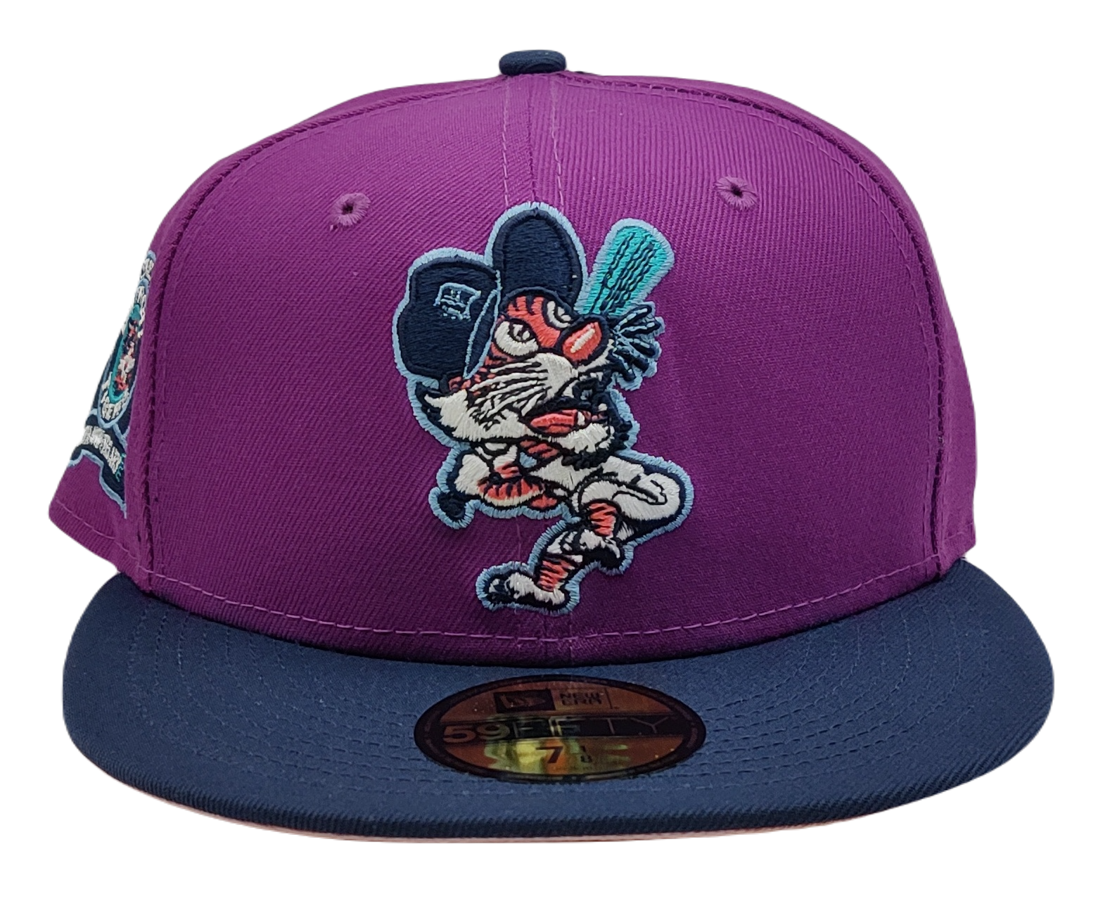 New Era 59Fifty Grape Purple Detroit Tigers Navy Visor with Pink