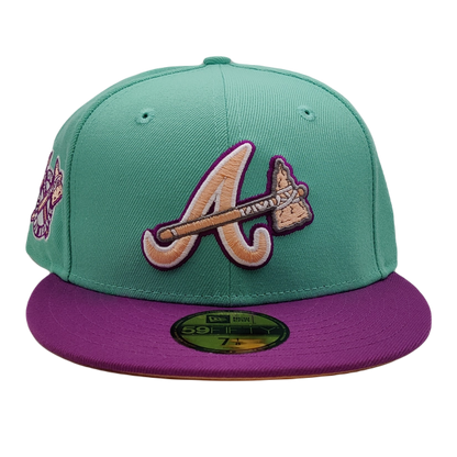 New Era 59FIFTY Atlanta Braves Teal/Purple 2-Tone w/ Peach UV Fitted Hat