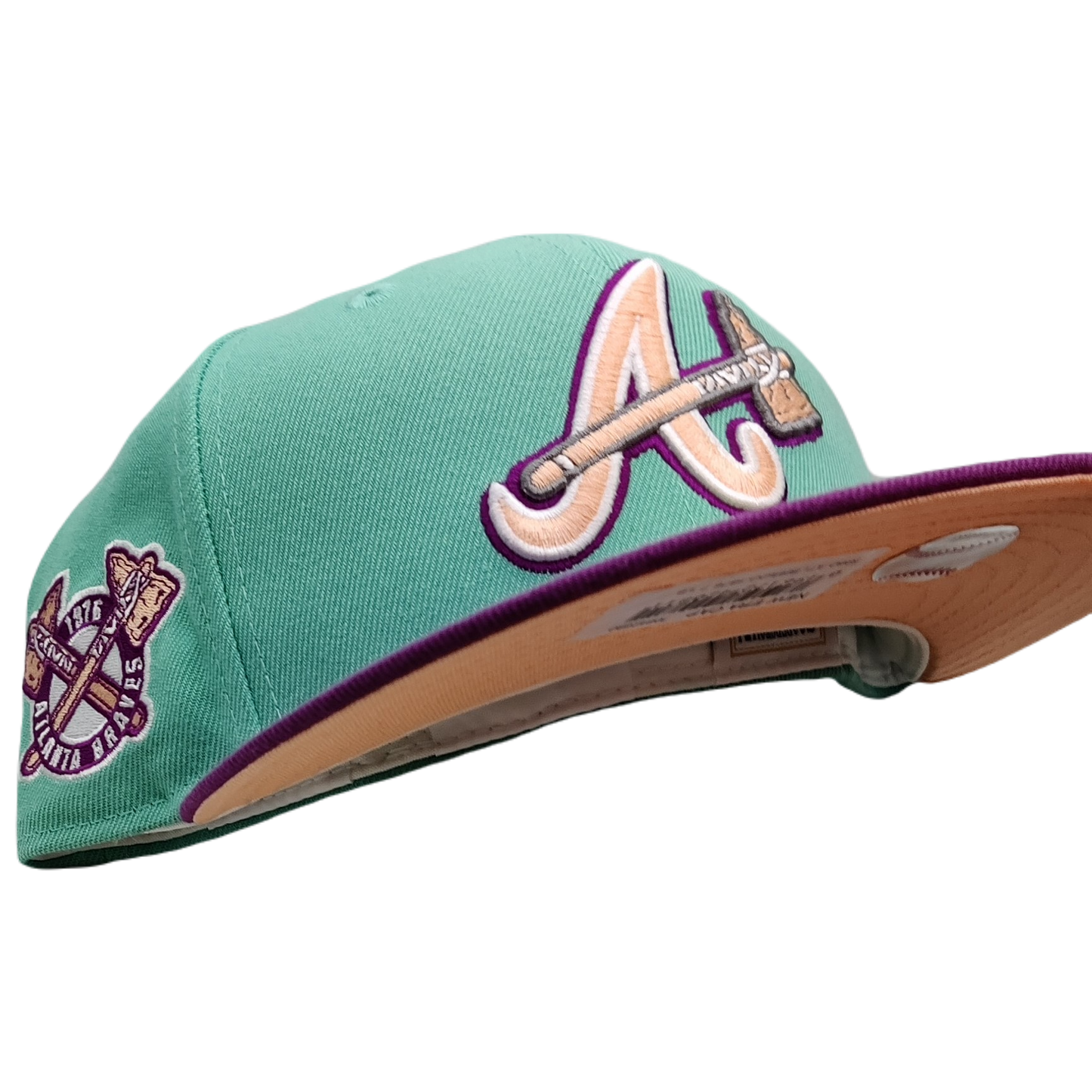 New Era 59Fifty Atlanta Braves Teal/Purple 2-Tone w/ Peach UV Fitted Hat