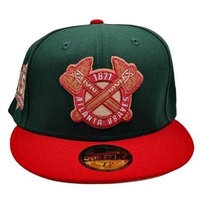 Atlanta Braves Tomahawk Logo Strapback (Green/Red Patch)