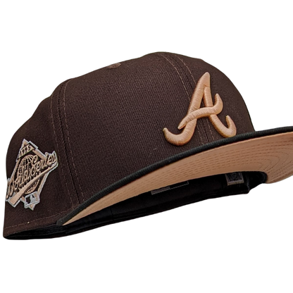 Men's New Era White/Gray Atlanta Braves 1995 World Series Side Patch Peach Undervisor 59FIFTY Fitted Hat