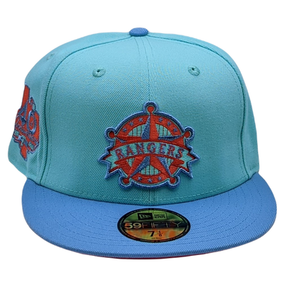 Texas Rangers MLB BASEBALL NEW ERA 59FIFTY Blue Size 7 1/4 Fitted Cap Hat!