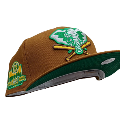 Oakland Athletics New Era World Class Back Patch 59FIFTY Fitted Hat -  Gray/Green