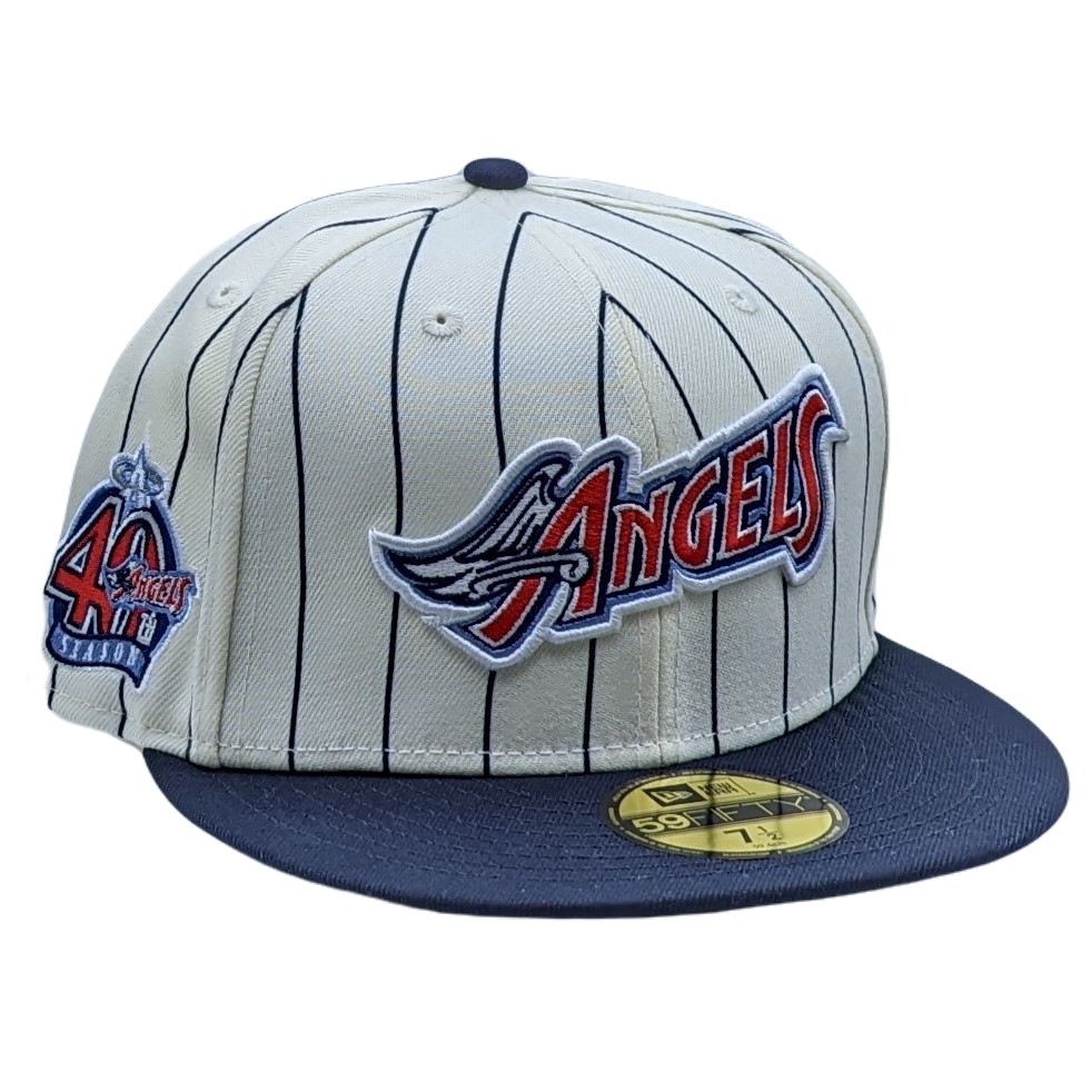 New Era 59Fifty Anaheim Angels 40th Anniversary Patch Pinstripe Heroes Fitted Hat